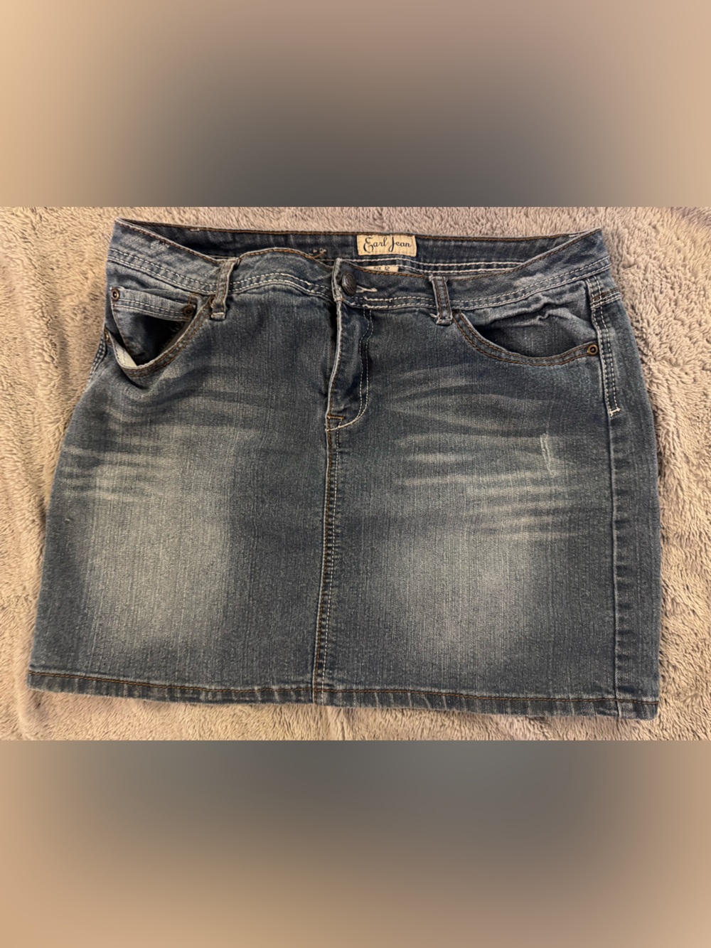 Earl Jeans Straight Denim Skirt - Medium Blue Wash